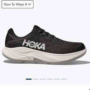 Hoka Black and White Men's 12D Rincon Athletic Sneakers